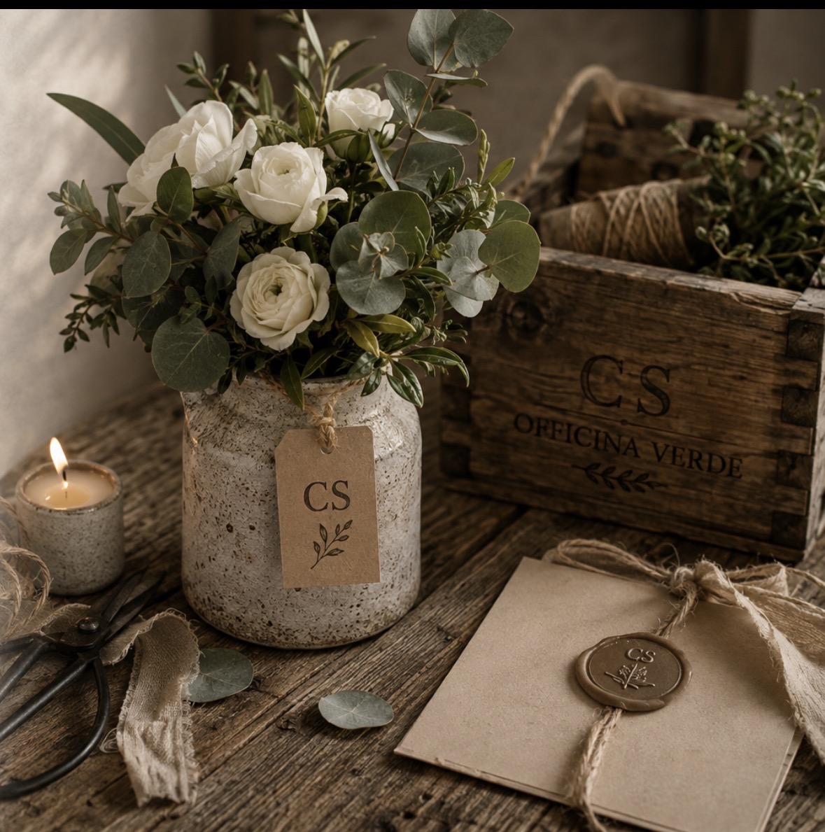Dettaglio dell’atelier floreale e creativo CS Officina Verde